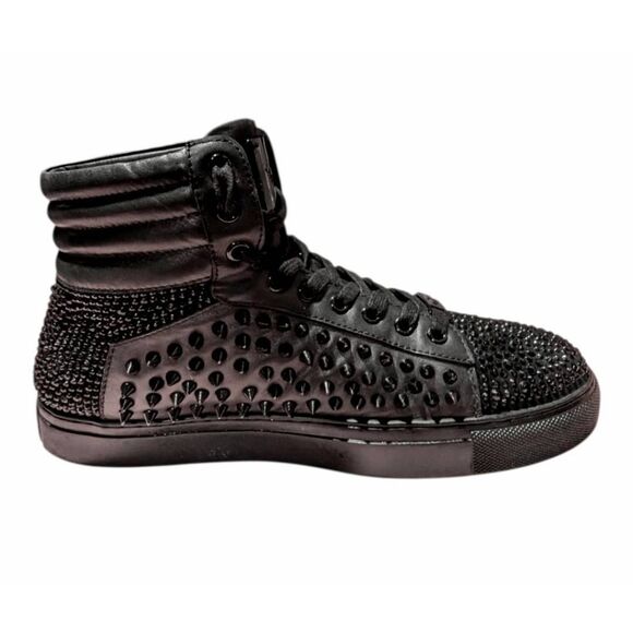 FERRARI MASSARI Studded Black Leather Hi Top Sneaker Size 1oUS/EUR43 main image 5
